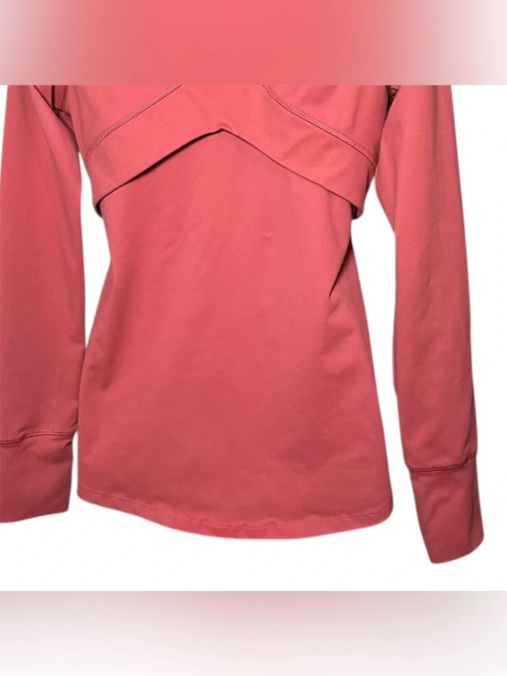 Apana‎ Muted Burnt Orange Zip-Up Athletic Jacket Thumb Holes Women's Size